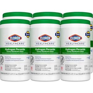 Clorox Healthcare Hydrogen Peroxide Disinfecting Wipes, Multipurpose Disinfectant, Easy to Use, Antibacterial Cleaner, 155 Count Each, Value Pack of 6