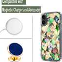 Unov Case Compatible with iPhone 16 Case Magnetic Clear with Design Compatible with MagSafe Slim Protective Soft TPU Bumper with Hard PC Back Embossed Pattern (Stained Glass Flower)