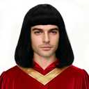Unisex Natural Black Straight Flip in Short Full Bang Realistic Halloween Costume Cosplay Synthetic Bob Wig