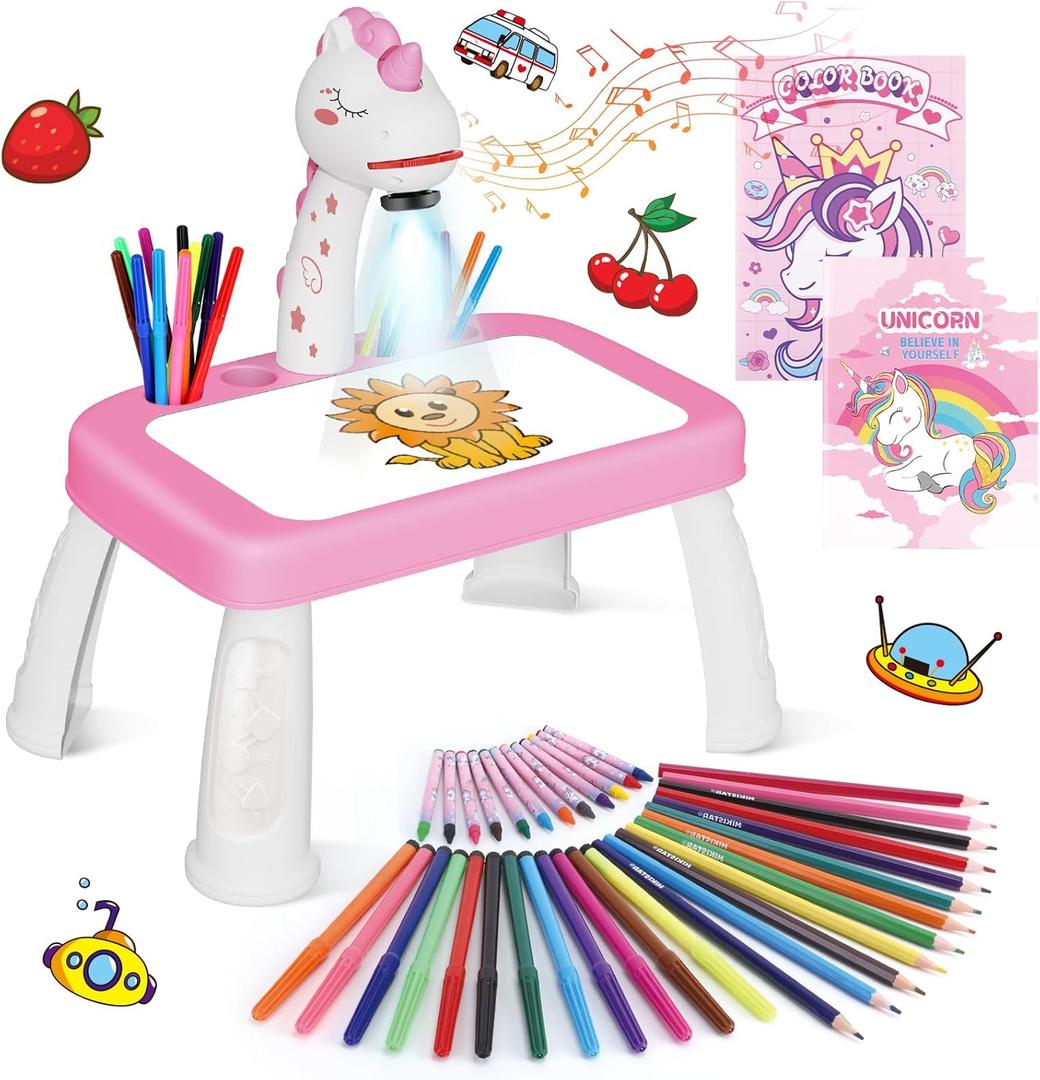 Drawing Projector for Kids with Art Supplies - Includes Drawing Board, Crayons & Coloring Book - Unicorns-Themed Art & Craft Toy for Girls Ages 3-5 Year Old Drawing Projector for Kids with Art Supplies - Includes Drawing Board, Crayons & Coloring Book - Unicorns-Themed Art & Craft Toy for Girls Ages 3-5 Year Old