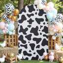 gogoparti 7.2FT Cow Print Arch Cover  Wrinkle Free Spandex Backdrop Round Top Chiara Arch Cover for Cow Theme Party, Birthday, Baby Shower, Banquet Decoration