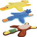 Dog Toys 3-Pack Cute Duck Shapes Puppy Toys No-Stuffing Squeaky and Crinkle Interactive Dog Chew Toy for Small to Large Breeds (Multicolor)