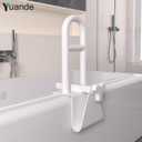 Adjustable Bathtub Safety Rail, YuanDe 17 x 6 Inch Stainless Steel Tub Handle Grab Bar, Heavy-Duty Clamp-On Bath Handle for Elderly Seniors, Disabled & Injury Recovery (300 lbs), White