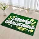 Christmas Green Bathroom Rugs Cute Bath Mat, Extra Thick Soft Absorbent Bathroom Mat Non Slip Washable Quick Dry for Christmas Decorations, 24" x 16"