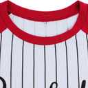 Womens 3/4 Sleeve Red Baseball Shirt for Mom Crewneck Patchwork Raglan Striped Print Baseball Tees  (L)