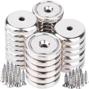 28 Pcs Magnets Neodymium, 18 lbs 0.63" Round Base Magnet Rare Earth Magnets with Screws for Wall Mounting