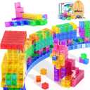 45PCS Magnetic Blocks - Transparent Magnet Cubes, Toddler Building Blocks, Sensory Autism Gifts for Kids Ages 3+, Preschool Travel Toys for 3-5 Year Old Boys and Girls