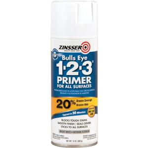 Zinsser 02008 Bulls Eye 1-2-3 All Surface Spray Primer, 13 oz, White