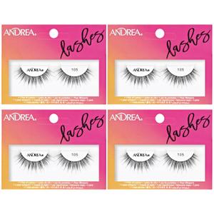 Andrea Strip Lash False Eyelashes Style 105 - Black, Lightweight, Reusable Natural Lashes for Everyday or Glam Looks, Pack Of 2