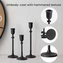 Antique Candlestick Holders Set of 3, Cast Iron Taper Candle Holder for Dining Table Centerpiece, Wedding, Fireplace Mantel Decor, Vintage Tall Candle Stands, Christmas Decorations, Matte Black