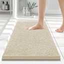 Smiry Luxury Chenille Bathroom Rugs 24x16, Extra Soft and Absorbent Shaggy Bath Mat, Machine Washable, Non-Slip Plush Carpet Runner for Tub, Shower, and Floor, Home Decor Accessories, Sand