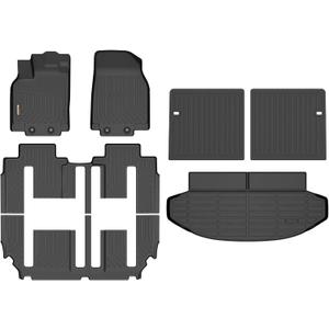 Binmotor-Floor Mats and Cargo Liner Seatback Cargo for Mazda cx-9 2007-2015, All Weather Car Waterproof TPE Car Mats for cx9 Accessories-Black