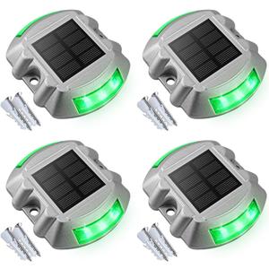 VOLISUN Solar Deck & Driveway Lights, 6-Pack Led IP67 Waterproof Outdoor Warning Step Lights for Garden Pathway Yard (White)
