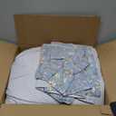 Smoky Blue Botanical Cotton Comforter Queen Size - 3PC Lightweight Bedding Sets with Soft Fill, Luxurious Vintage-Inspired Floral Patterns, Light Gray Striped Reversible Design (Full/Queen (90"90"))