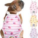 Jollywoods 3 Pack Washable Female Dog Diaper Onesie Sanitary Pantie with Adjustable Suspender, Reusable Fixed Doggie Diapers, Super Absorbent Leakproof for Small Medium Large Dog in Heat Cycle XL