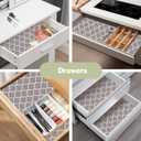 Drawer and Shelf Liner for Kitchen Cabinet: 23.6 in X 20 Ft Non Slip Waterproof Shelf Paper Non Adhesive Refrigerator Liners Gray Quatrefoil Easy Liners for Bathroom Cupboard with Knife Tape Measure