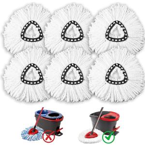 6 Pack Mop Heads Replacements, Compatible with O Cedar Easywring 1-Tank System Easy Wrin Spin Mops, Triangle Swivel Microfiber Mops, Washable & Easy to Replace