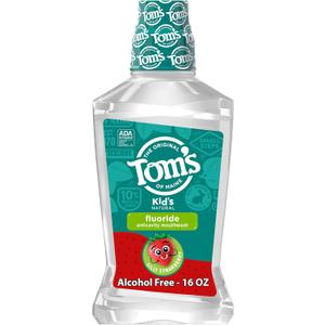 Tom's of Maine Children's Anticavity Mouth Rinse, Kids Mouthwash, Natural Mouthwash, Silly Strawberry, 16 Ounce