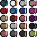 Artdone 20 Jars Chrome Nail Powder Set Metallic Mirror Effect Holographic Aurora Chameleon Pigment 1g/Jar for Nail Art Glitters Gel Polish Supply Mermaid Unicorn Kit