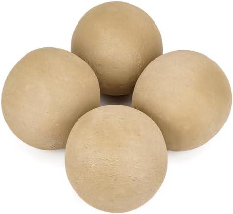 Stanbroil Ceramic Fire Balls - 6" Round Fire Stones for Fire Pit Fire Bowl and Fireplace - Set of 4, Beige