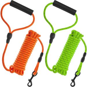 2 Pack Floating Dog Leash for Swimming 20ft Long Dog Training Leash Reflective Rope with Soft Padded Handle & Swivel Hook Heavy Duty Waterproof Lead for Small Medium Large Dogs, Orange Green