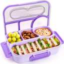EASYFUN Bento Box Adult, Lunch Box, 4-Compartment Lunch Containers, Drop-Proof, Dishwasher Safe & Made with BPA-Free Materials (Purple)