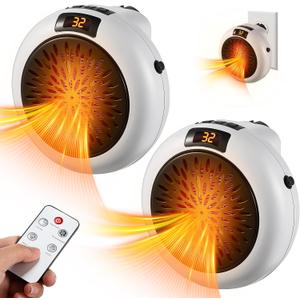 Meonum 2 Pack Small Space Heater, 500W Portable Electric Small Heater with Adjustable Thermostat and Timer, Overheat Protection and LED Display, Quiet Space Heater for Office Desk Indoor Use (White)