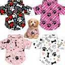Weewooday 4 Pieces Small Pet Summer T-Shirts Hawaii Style Floral Pet Dog Shirt Breathable Cool Clothes Beach Seaside Puppy Sweatshirt for Puppy(Bright Style, Large)