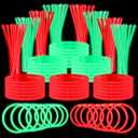 Libima 600 Pcs Glow Sticks Bulk with 600 Connectors 8 Inch Glow Stick Necklaces Glow Stick Bracelets Bulk Glow in the Dark Party Supplies for Easter Christmas New Year (Red, Green)