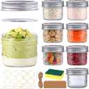 4 oz Glass Mason Jars with 18/8 Stainless Steel Lids, 8-Pack Small Canning Jars with Embossed Pattern, Mini Glass jars for Jams, Jelly, Honey, Spices, Desserts, Wedding Favors and Gift Packaging