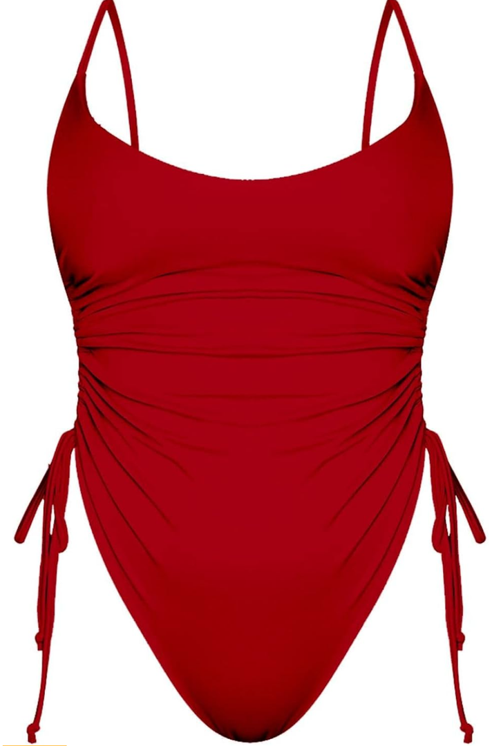 Women's Sexy One Piece Bathing Suit Tummy Control Swimsuit Red 2XL