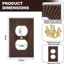 Pinkunn 10 Pack Walnut Wood Light Switch Cover Plate Boho Brown Wooden Outlet Covers Decorative Vintage Switch Wall Plates for Bedroom Kitchen Home Decor (Retro Sunburst,Double Hole)