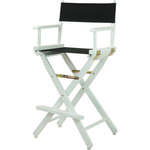Casual Home Director's Chair ,White Frame/Black Canvas,30" - Bar Height, 30 in