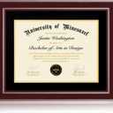 16x20 Diploma Frames 12x16 with Black Mat - Cherry Red Wood Finish | Shatter-Resistant Glass | for Wall Mounting | Gift for Graduations & Professional Certificate (1 Pack)