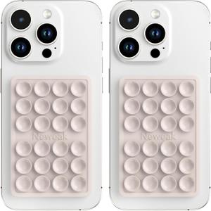 2 Pack Silicone Suction Phone Case Adhesive Mount, Silicone Sticky Holder for iPhone and Android, Hands-Free Grip for Selfies & TikTok, Gift for Women (Grey)