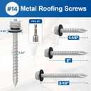 FMhotu Metal Roofing Screws #142Inch, 500-PCS, Hex Head Rustpert Coating Sheet Metal to Wood Siding Screw with EPDM Rubber Washer, Sharp Point, Hex Socket Included