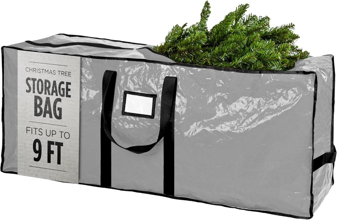 Christmas Tree Storage Bag - Stores 9 Foot Artificial Xmas Holiday Tree, Durable Waterproof Material, Zippered Bag, Carry Handles - Protects Against Dust, Insects and Moisture (Grey)