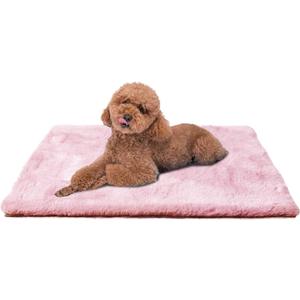 Dog Bed Mat Crate Pads for Dog Cages 24x17.7 Inch Washable Anti-Slip Dog Kennel Pad Soft Small Puppy Cage Cushion Liner, Pink