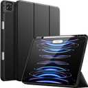 JETech Case for iPad Pro 12.9-Inch (6th/ 5th Generation, 2022/ 2021 Model) with Pencil Holder, Support 2nd Pencil Charging, Slim Tablet Cover with Soft TPU Back, Auto Wake/ Sleep (Black)