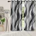 Grey Black Modern Blackout Curtains for Bedroom Living Room,2 Panels Sets Window Curtain, Striped Gray Stylish Simplicity Abstract Thermal Insulated Printed Curtains with Grommet,42" Wx84 L