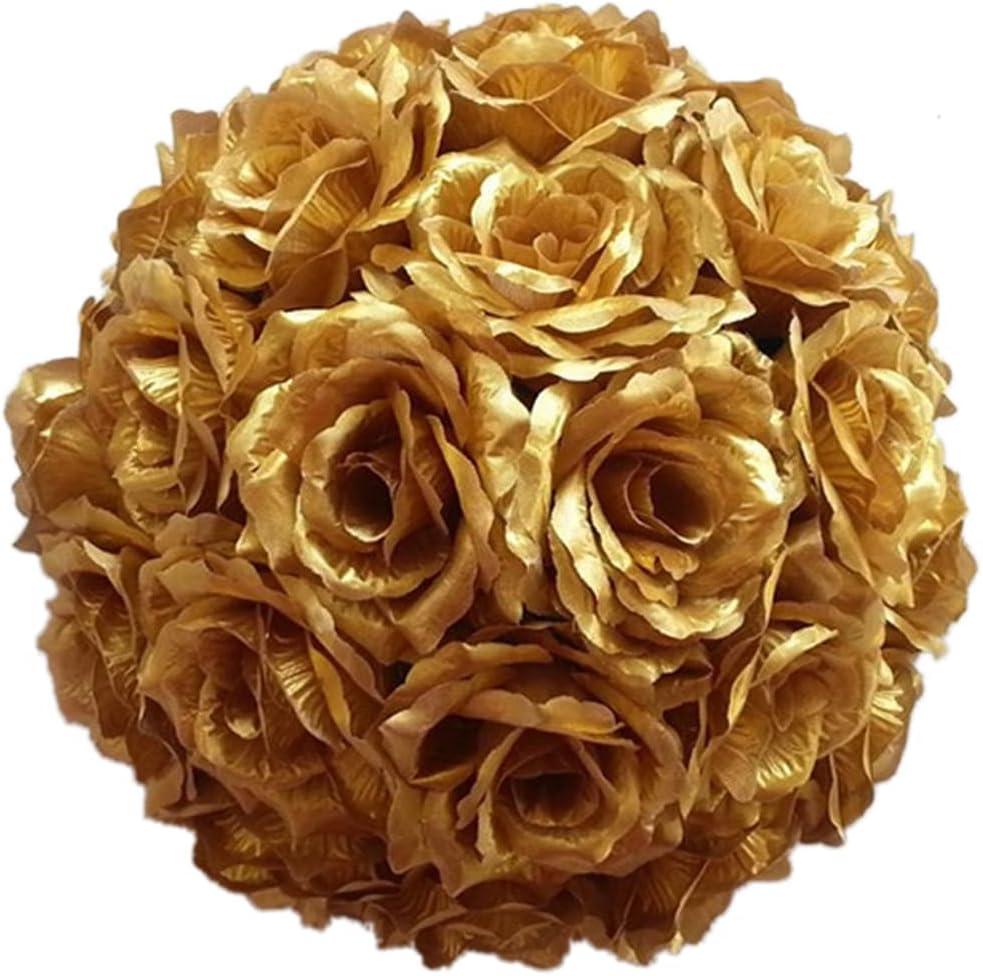 Artificial Flower Ball for Centerpieces Bridal Wedding Artificial Wedding Party Centerpieces Decorations, 7.8inch (10, Gold)