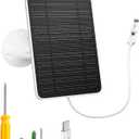 Solar Panel for Security Camera, 5W USB Solar Panel for DC 5V Security Camera, Micro USB & USB-C Port Solar Panel, IP65 Waterproof Solar Charger for Camera,360 Adjustable Mounting 13ft Cable, 1 Pack