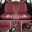Car Seat Covers Full Set Burgundy, Premium Leather Car Seat Covers, Waterproof and Breathable Seat Covers, Universal Car Seat Protector Fit for Cars, Trucks, SUVs, Pick-ups (Wine Red, FullSet)