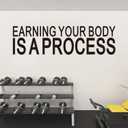 2 x VODOE Earning Your Body is a Process Wall Decals Motivational Gym Quotes Wall Stickers Inspirational Yoga Exercise Sports Positive Fitness Garage Art Vinyl Wall Decor 25"X7"