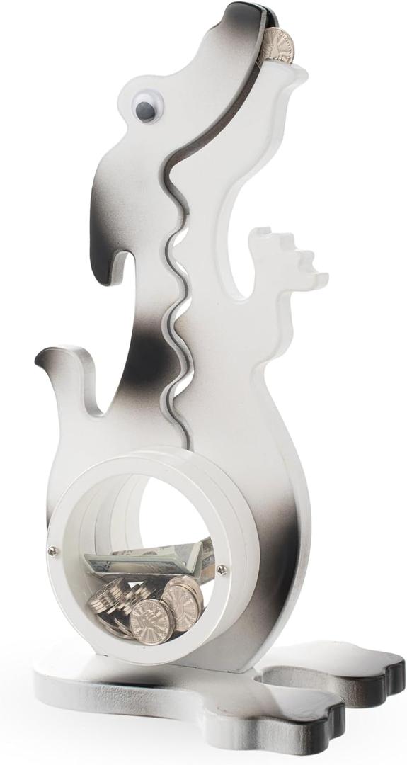 Wooden Dog Piggy Bank for Kids Boys & Girls, Wood Interactive Coin Bank with Clear Belly, Saving Money Toy, Educational Gift for Toddlers Birthday & Decor 