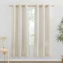 NICETOWN Natural Thick Linen Curtains 72" Length, Grommet Privacy Window Treatments Linen Weave with Light Penetration Vertical Drapes for Farmhouse/Home Office, W42 x L72, 2 Panels