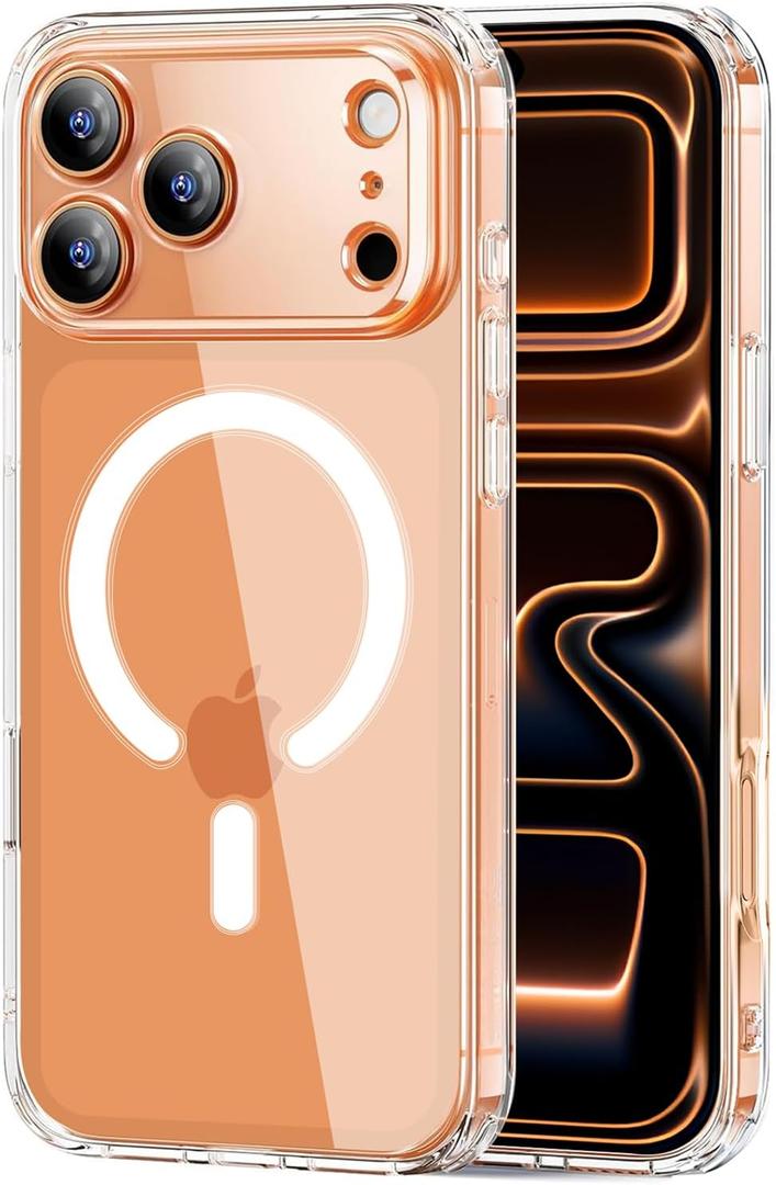 for iPhone 17 Pro Case Compatible with Magsafe, Wireless Charging, Anti-Yellowing, Materials Military Shockproof Drop Protection, Transparent Cover for iPhone 17 Pro-Clear