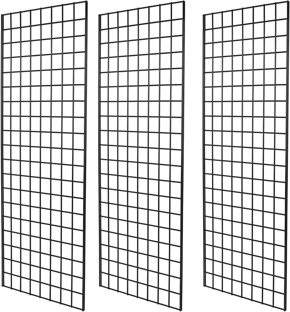 Heavy Duty Gridwall Panels Commercial Grade Grid Panel for Retail Display Wall 2' Width x 5' Height, Black (Pack of 3) (2'x5'(3 Pack))