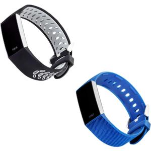 WITHit Designer Band Compatible with Fitbit Charge 3 & Fitbit Charge 4 (2 Pack, Black/Grey Sport & Blue Woven)