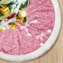 Christmas Tree Skirt, Hot Pink Sparkly with Faux Fur Plush Christmas Decorations Tree Base Mat Thick Velvet Rugs for Xmas Party Home Decor (Hot Pink)
